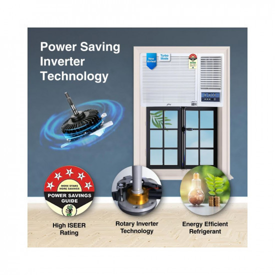 Godrej 15 Ton 5 Star Turbo Mode Inverter Window AC Copper Anti-Dust Filter Anti-Freeze Thermostat 2023 Model AC 15T WIC 18UTC5 WWA White