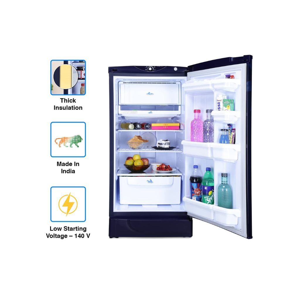 Godrej 180 L 2 Star Direct Cool Single Door Refrigerator (2023 Model, RD EDGE 205B WRF PP BL, Pep Blue, Jumbo Vegetable Tray)