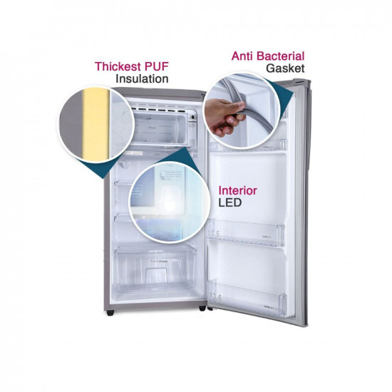 Godrej 180 L 5 Star Inverter, Turbo Cooling Technology, With 24 Days Farm Freshness Direct Cool Single Door Refrigerator(2023 Model, RD EDGENEO 207E THI JT ST, Jet Steel)