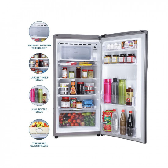 Godrej 180 L 5 Star Inverter, Turbo Cooling Technology, With 24 Days Farm Freshness Direct Cool Single Door Refrigerator(2023 Model, RD EDGENEO 207E THI JT ST, Jet Steel)
