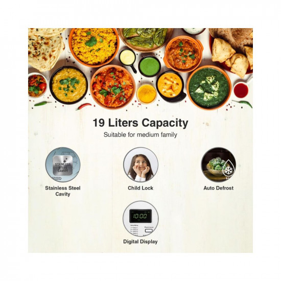 Godrej 19 L Digital Display Convection Microwave Oven With 125 Instacook Menus GMX 519 CP1 PZ White Rose Stainless Steel Cavity With Godrej Instachef App