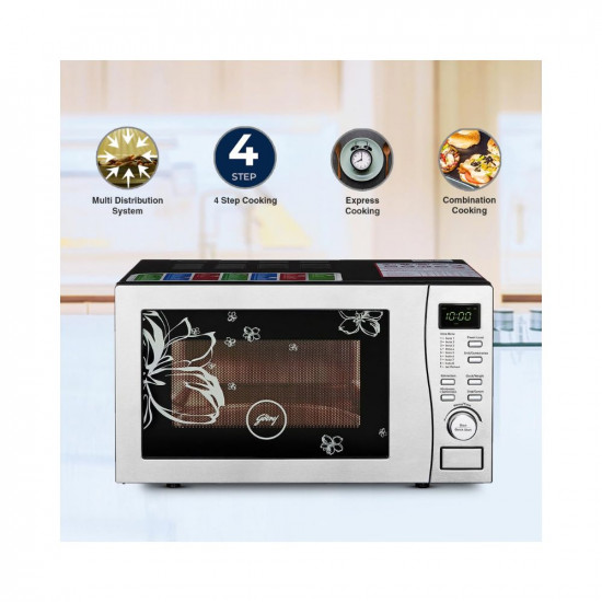 Godrej 19 L Digital Display Convection Microwave Oven With 125 Instacook Menus GMX 519 CP1 PZ White Rose Stainless Steel Cavity With Godrej Instachef App