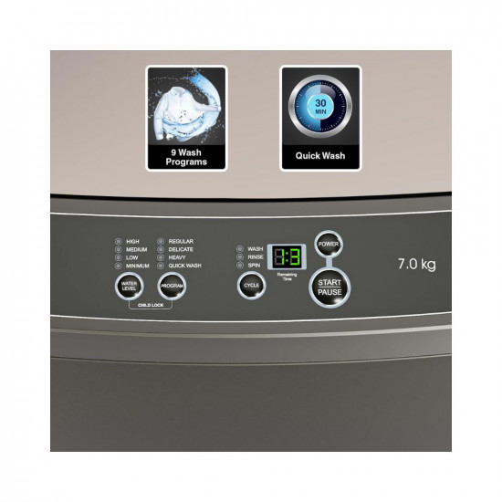 Godrej 7 Kg 5 Star In-Built Soak Technology Fully-Automatic Top Load Washing Machine With Advanced Digital Display WTEON 700 AD 50 ROGR Royal Grey