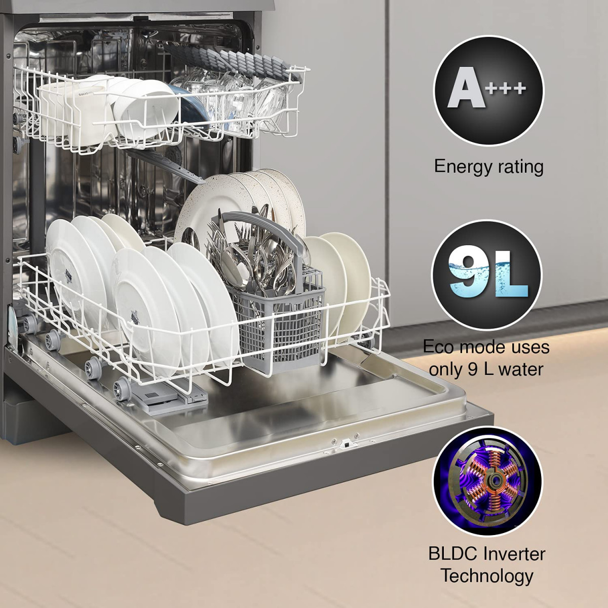 Godrej Eon Dishwasher  Steam Wash Technology 13 place setting  Perfect for Indian Kitchen