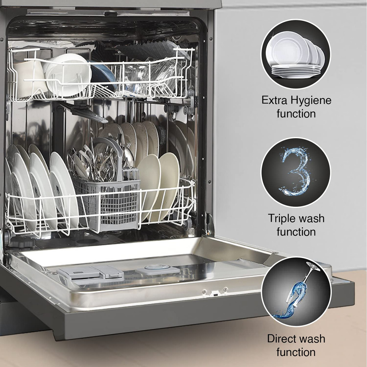 Godrej Eon Dishwasher 12 place setting  Anti-Germ CrystaLight powered by UV Technology  Extra Hygiene Function