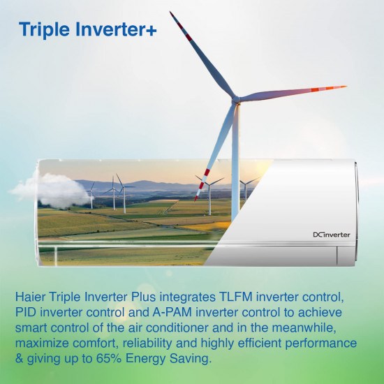 Haier 10 Ton 3 Star Frost Self Clean Inverter Split AC100 Grooved Copper with 5-in-1 easy convertible Triple Inverter Plus Technology 60 degree Cooling at Extreme Temperature 2022 Model HSU12K-PYS3BINV White body with Silver Strip