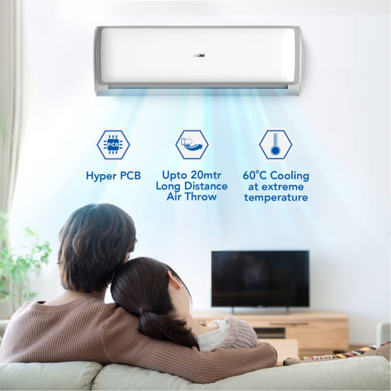 Haier 10 Ton 5 Star Frost Self Clean Inverter Split AC100 Grooved Copper with 5-in-1 easy convertible Triple Inverter Plus Technology 60 degree Cooling at Extreme Temperature 2022 Model HSU13E-TXS5BINV White body with Silver Strip