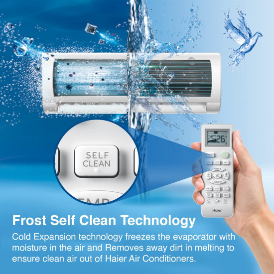 Haier 10 Ton 5 Star Frost Self Clean Inverter Split AC100 Grooved Copper with 5-in-1 easy convertible Triple Inverter Plus Technology 60 degree Cooling at Extreme Temperature 2022 Model HSU13E-TXS5BINV White body with Silver Strip