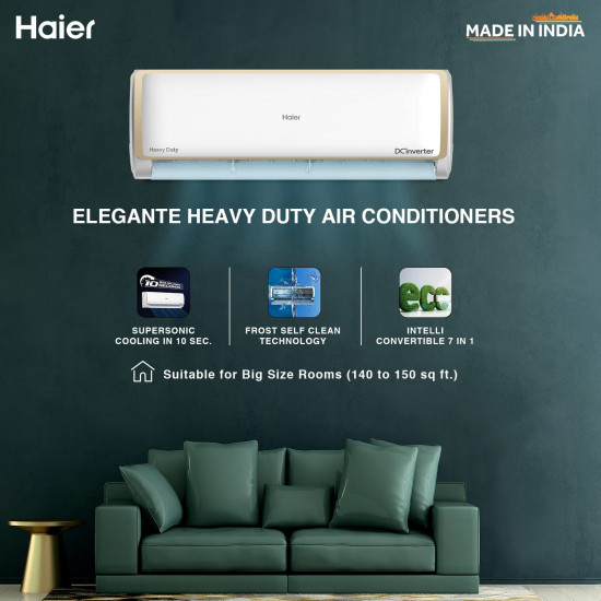 Haier 16 Ton 5 Star Inverter Split AC Copper Convertible 7 in 1 Cooling Modes Antibacterial Filter2023 Model HSU19E-TXG5BE-INV White