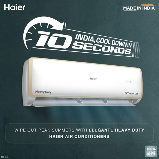 Haier 16 Ton 5 Star Inverter Split AC Copper Convertible 7 in 1 Cooling Modes Antibacterial Filter2023 Model HSU19E-TXG5BE-INV White