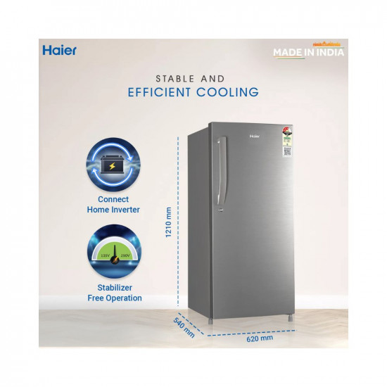 Haier 190 L 3 Star Direct Cool Single Door Refrigerator (2023 Model, HED-203DS-P, Dazzle Steel)