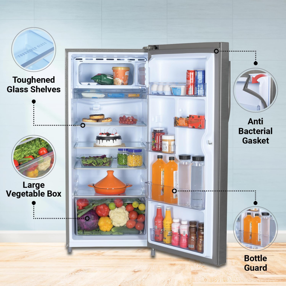 Haier 190L 4-Star Direct Cool Single Door Refrigerator 2024 Model HED-204DS-P Dazzle Steel