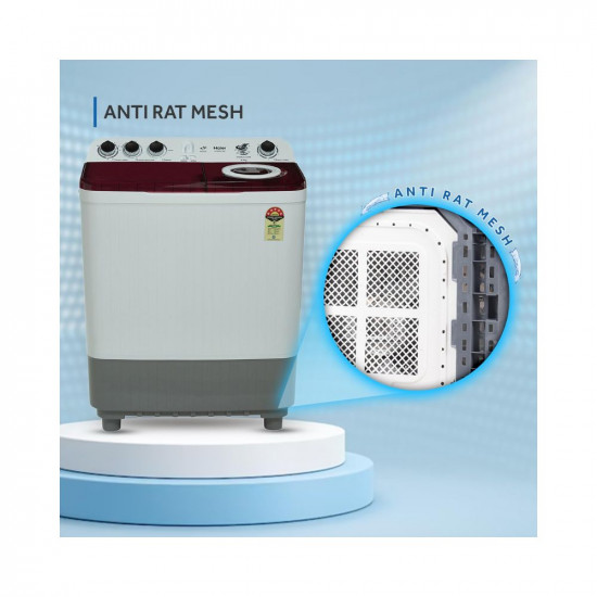 Haier 85 Kg 5 Star Voltex Pulsator Semi-Automatic Top Load Washing Machine 2023 Model HTW85-186Burgandy