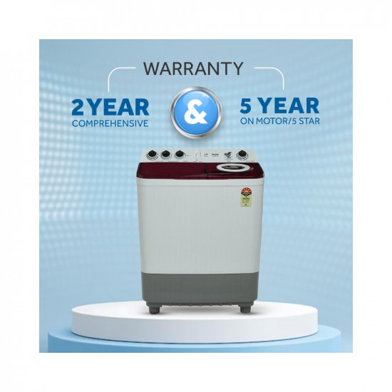 Haier 85 Kg 5 Star Voltex Pulsator Semi-Automatic Top Load Washing Machine 2023 Model HTW85-186Burgandy