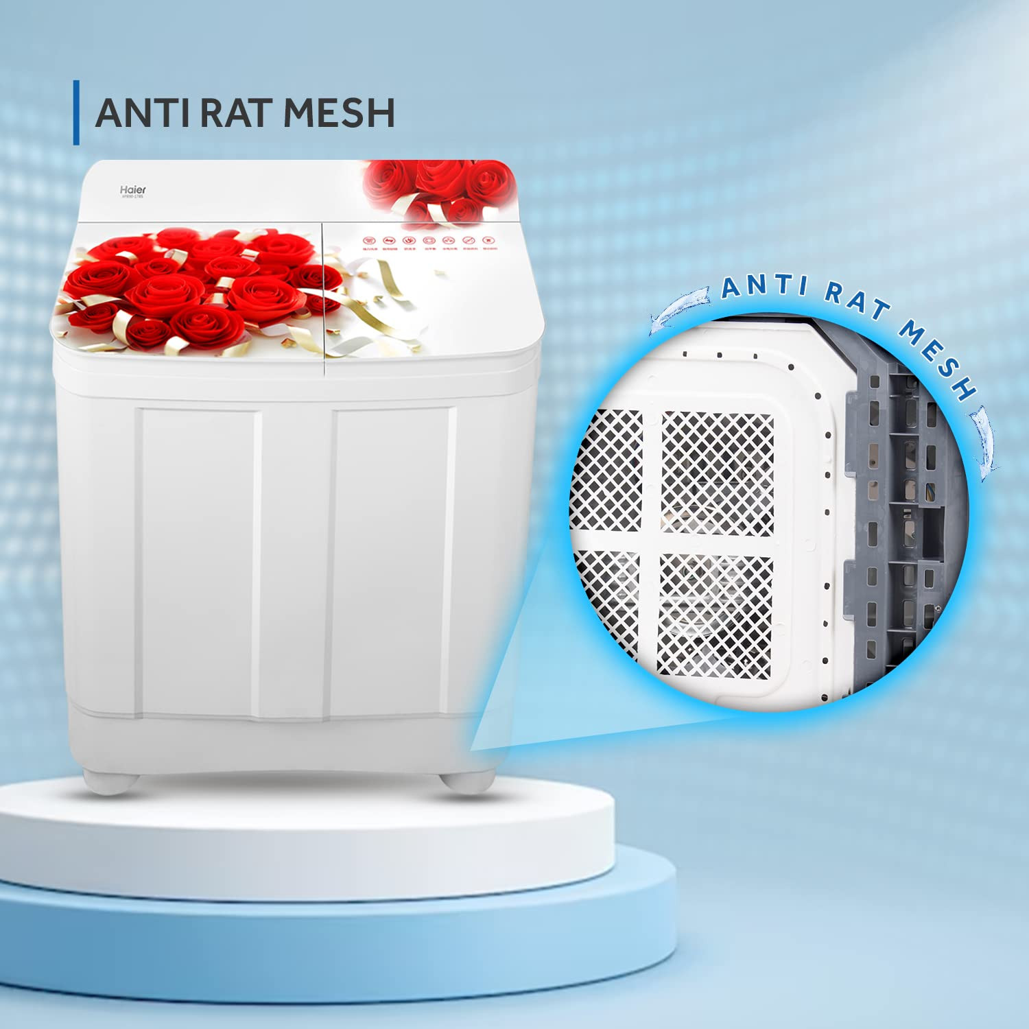 Haier 85 Kg 5 Star Voltex Pulsator Semi-Automatic Top Load Washing Machine HTW85-178 Red Rose