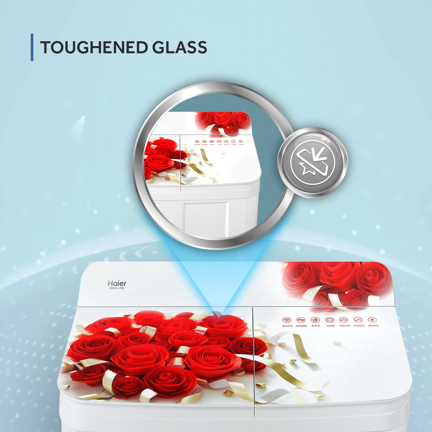 Haier 85 Kg 5 Star Voltex Pulsator Semi-Automatic Top Load Washing Machine HTW85-178 Red Rose