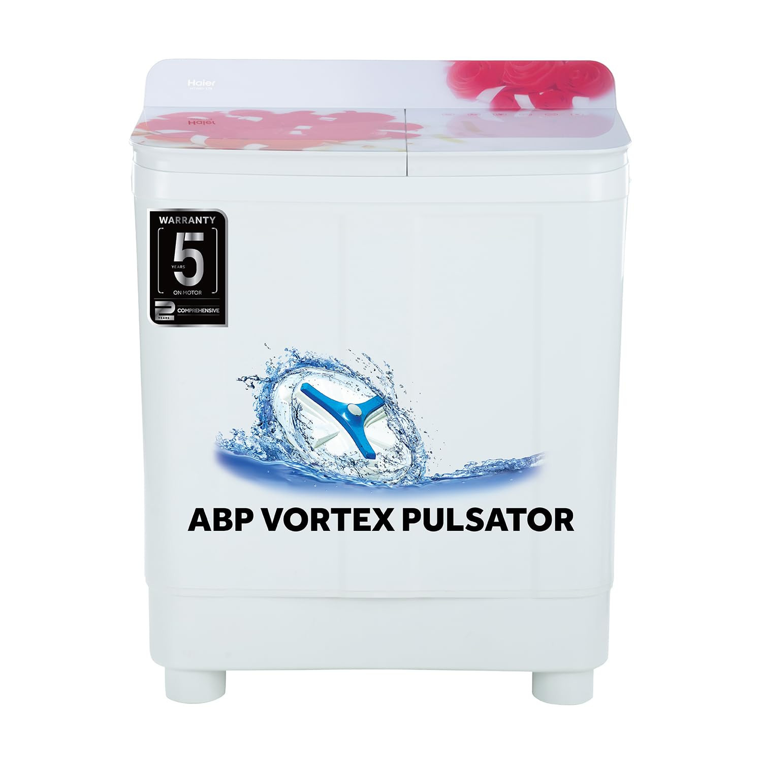 Haier 85kg Semi-Automatic Washer with Voltex Pulsator - 5 Star Red Rose
