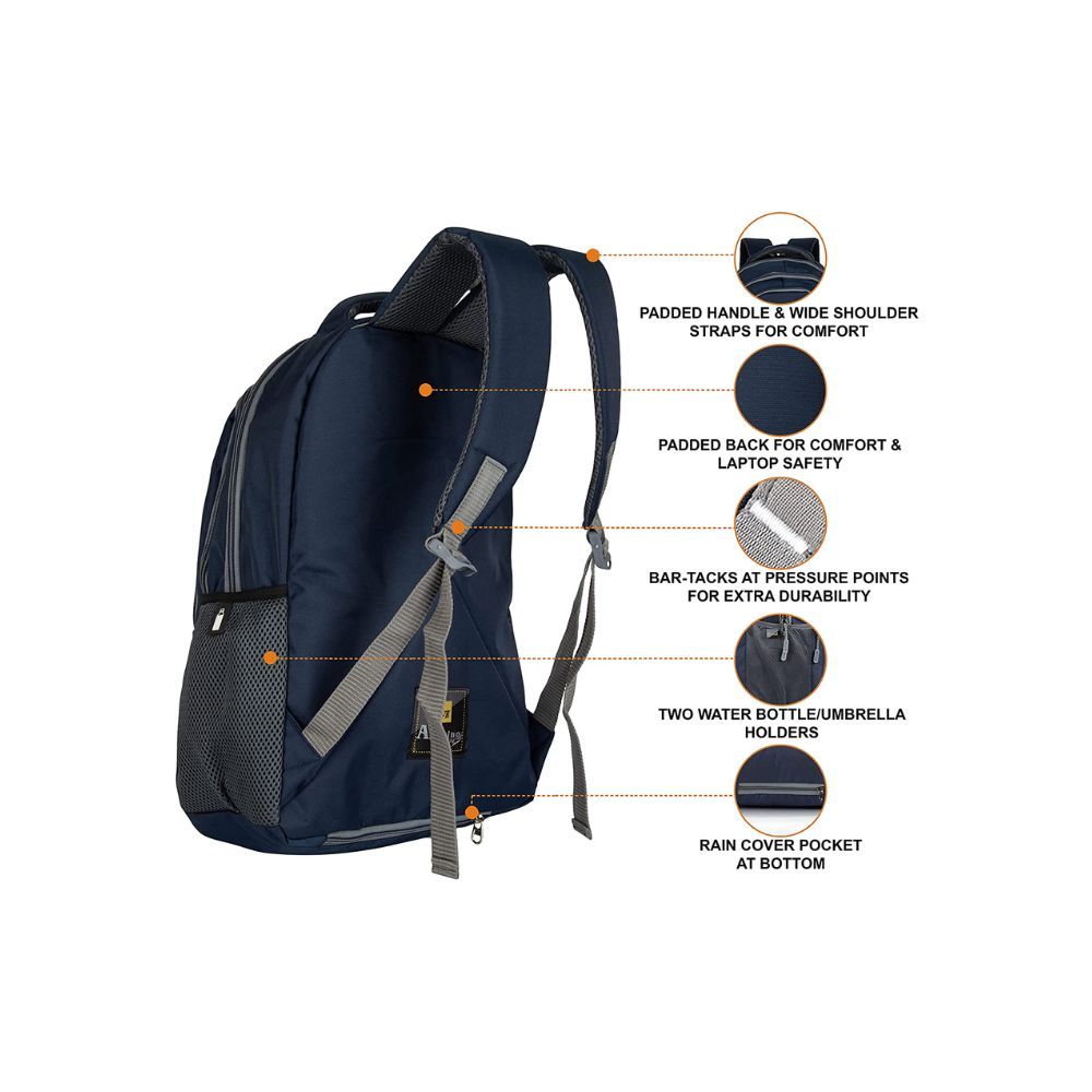 Half Moon 35 L Waterproof Laptop Bag Backpack for Men Women With Rain Cover (Navy)