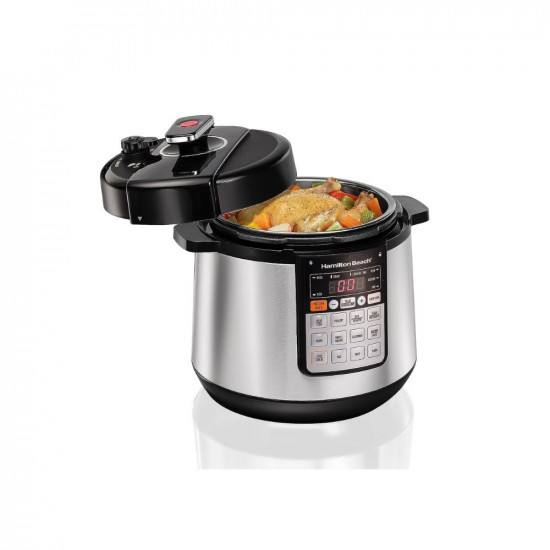 Hamilton Beach Electric Pressure Cooker 10 in 1 Function Rice Cooker Idli Maker 1 Touch Steam Release Cook  Serve Delayed Start Slow Cook Technology 10 Preset Program Stainless Steel 57L