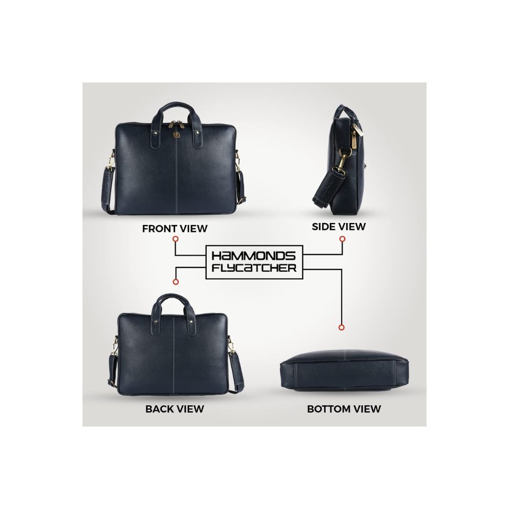 Hammonds Flycatcher Genuine Leather Executive Formal Laptop Messenger Bag for Men LB106BU (Royal Blue)