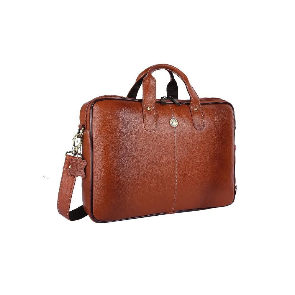 Hammonds Flycatcher Genuine Leather Executive Formal Laptop Messenger Bag for Men LB106TN (Tan)