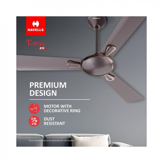 Havells 1200mm Festiva Energy Saving Ceiling Fan (Espresso Brown, Pack of 1)