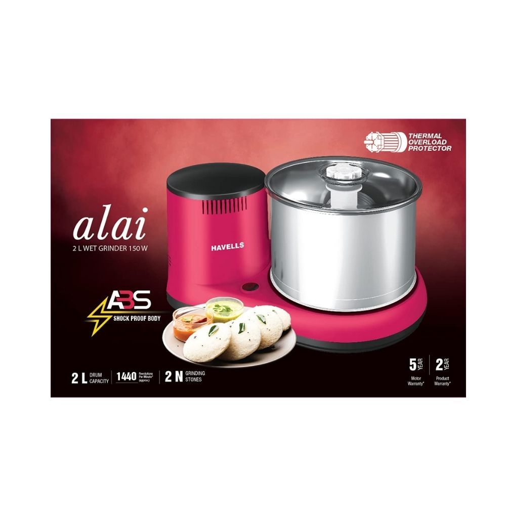 Havells Alai 2 Litre 150 watt Wet Grinder Pink