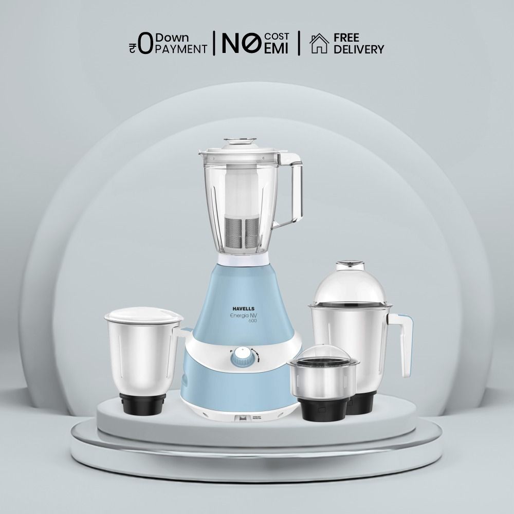 Havells Energia 750 Watt Mixer Grinder with 4 Jar Blue Model GHFMGCHB075