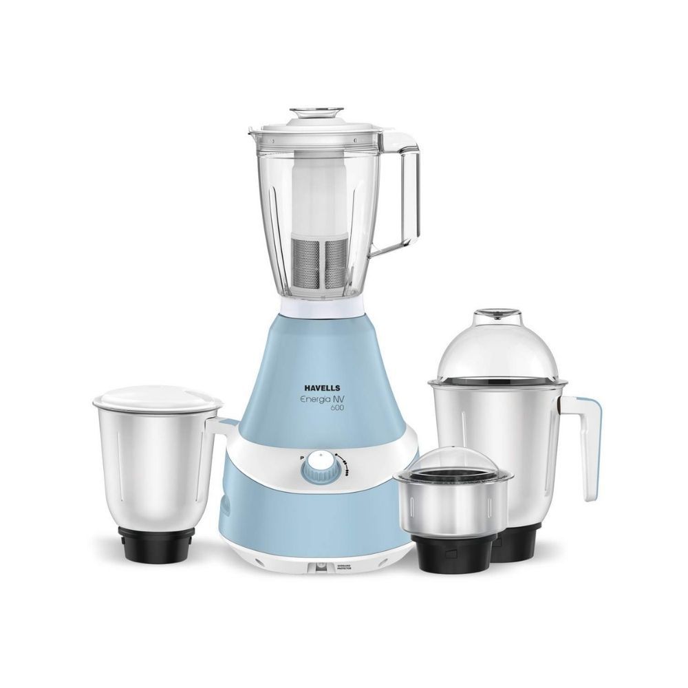 Havells Energia 750 Watt Mixer Grinder with 4 Jar Blue Model GHFMGCHB075