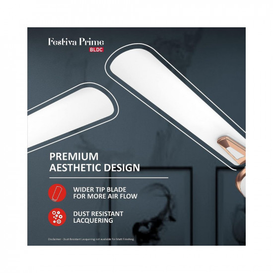 Havells Festiva Prime Decorative BLDC 1200mm Energy Saving with Remote Control 5 Star Ceiling Fan (Pearl White LT Copper, Pack of 1)