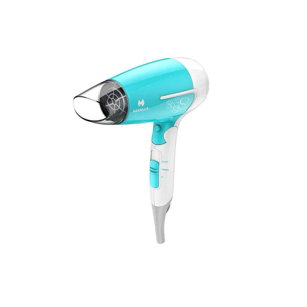 Havells HD3151 1200 Watts Foldable Hair Dryer; 3 Heat (Hot/Cool/Warm) Settings including Cool Shot button; Heat Balance Technology (Turquoise)