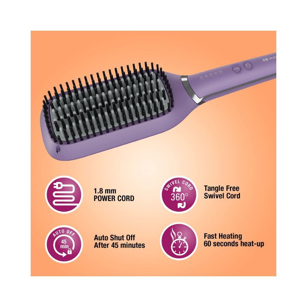Havells HS4201 50 Watts Keratin Infused Hair Straightening Brush with Temperature Control