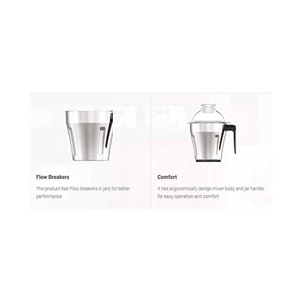 Havells Hydro 750 watt Mixer Grinder with 3 Wider mouth Stainless Steel Jar