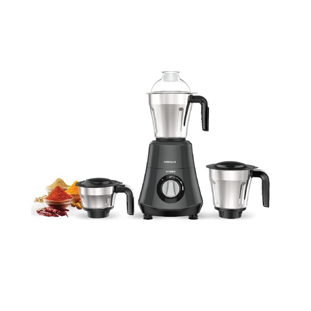 Havells Hydro 750 watt Mixer Grinder with 3 Wider mouth Stainless Steel Jar