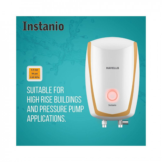 Havells Instanio 3-Litre 3KW Instant Water Heater (Geyser) White Mustard, Wall Mounting