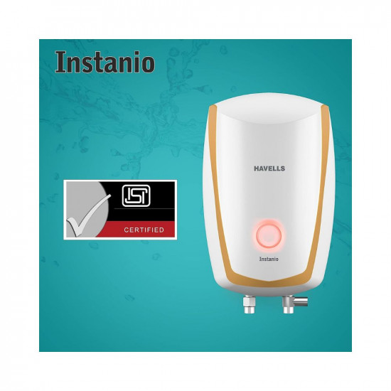Havells Instanio 3-Litre 3KW Instant Water Heater (Geyser) White Mustard, Wall Mounting