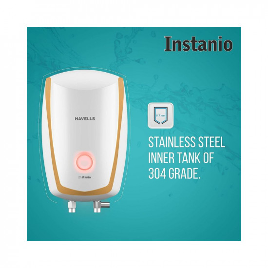 Havells Instanio 3-Litre 3KW Instant Water Heater (Geyser) White Mustard, Wall Mounting