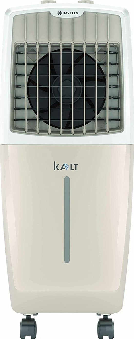 Havells Kalt 24L Personal Air Cooler for home  Powerful Air Delivery  Low Noise Knob Panel  Everlast Pump  4 Way Air Deflection  High Density Honeycomb Pads  Heavy Duty WhiteChampagne Gold