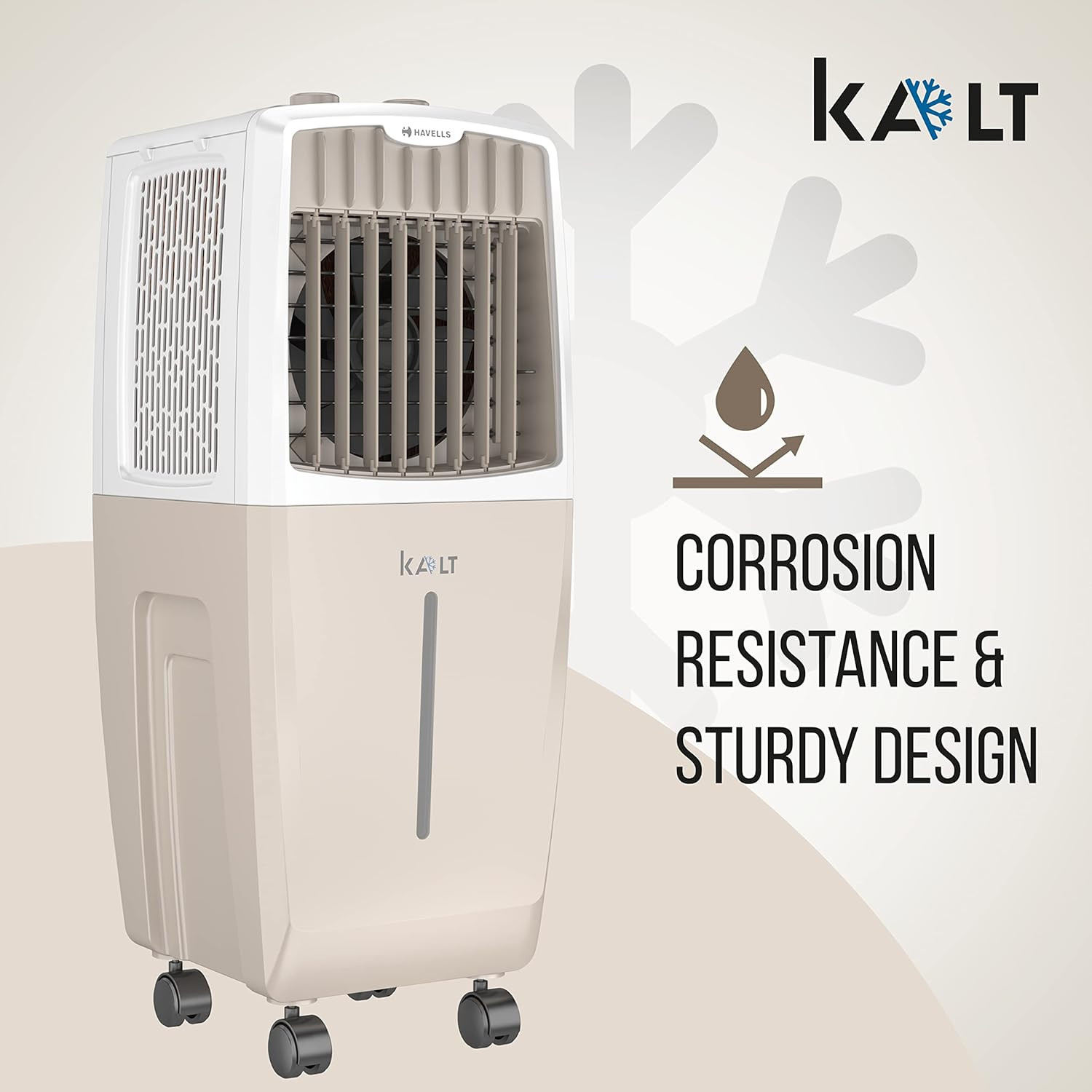 Havells Kalt 24L Personal Air Cooler for home  Powerful Air Delivery  Low Noise Knob Panel  Everlast Pump  4 Way Air Deflection  High Density Honeycomb Pads  Heavy Duty WhiteChampagne Gold