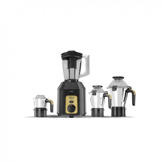Havells Klassic 1000 watts 4 Jar Mixer Grinder I 25 Kg Double Ball Bearing Copper Motor I 22000 RPM I 100 Minutes Run Time I Metal Teeth Coupler  Jar Base I Polycarbonate Jar Lids with Lock Grey