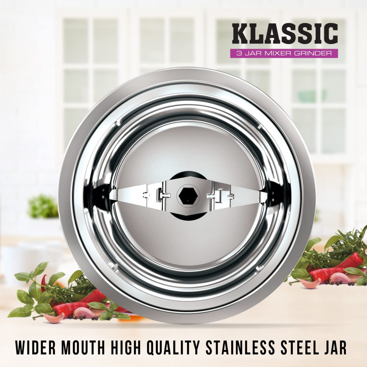Havells Klassic 750 watts 3 Jar Mixer Grinder with 304 SS Blades Large Size SS Jars Break Resistant Polycarbonate Transparent Jar Lids With Twist  Lock Mechanism