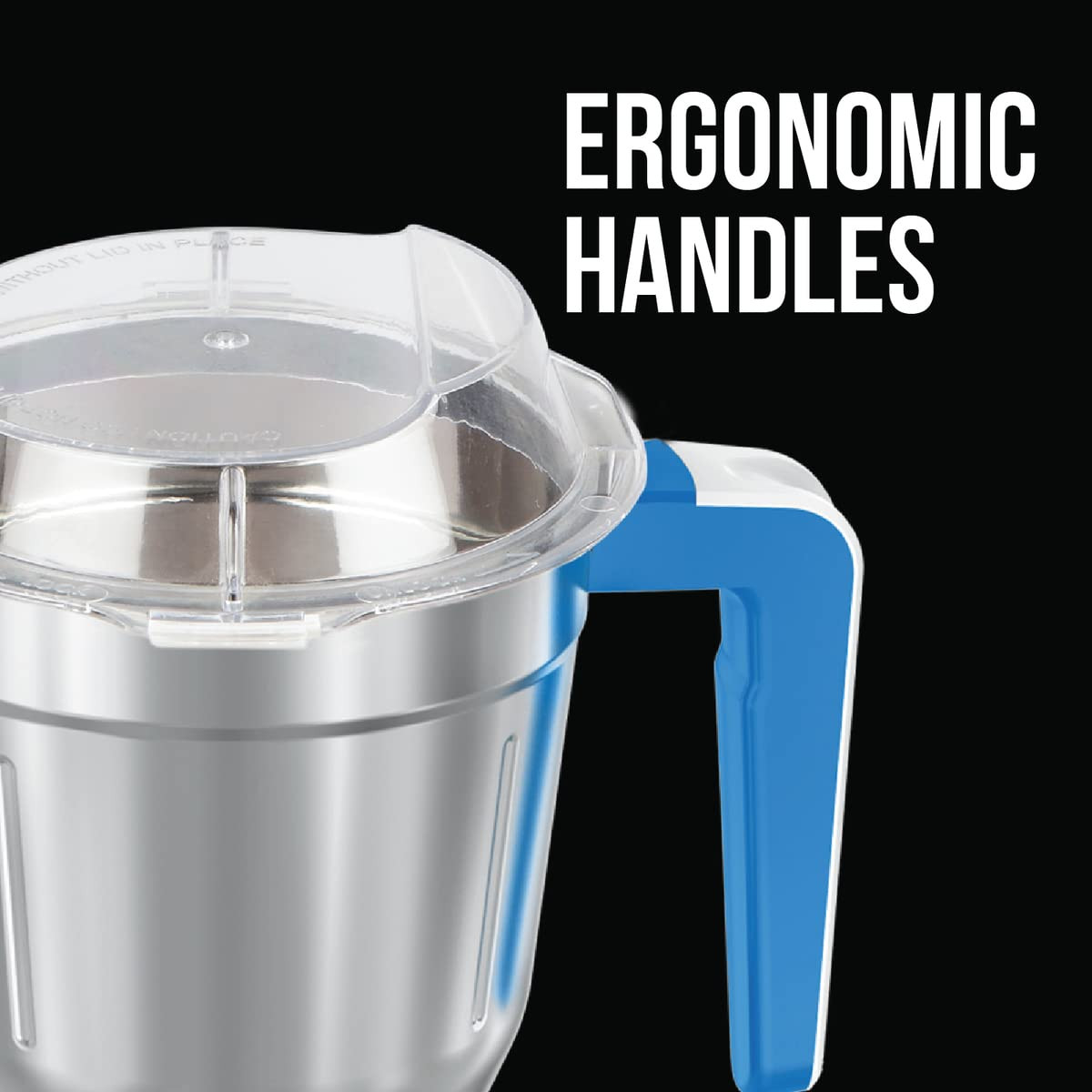 Havells Maxx Grind 750 watt Mixer Grinder with 3 Wider Mouth Stainless Steel Jar Hands Free Operation SS-304 Grade Blade Overload Indicator  5 Year Motor Warranty Blue