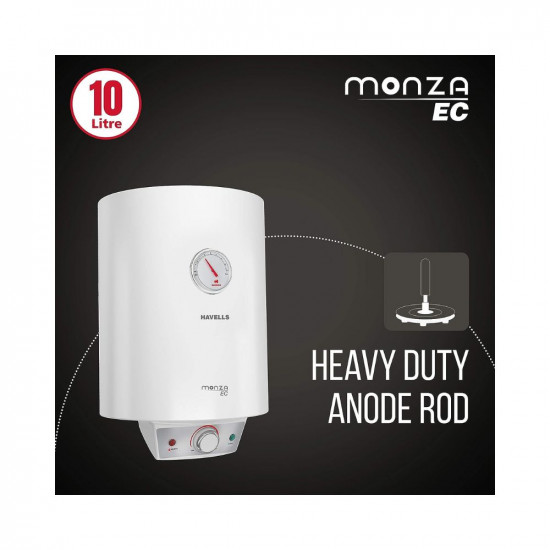 Havells Monza EC 25 L Storage Water Heater, Metallic Body, 2000 W, With Free Flexi Pipe and Free Installation, Warranty: 7 Yr on Inn. Container; 4 Yr on Heating Element; 2 Yr Compre., (White)