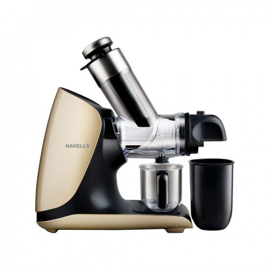 Havells Nutri Art Slow Juicer 200W  Larger Feeding Tube  Ceramic Auger Lowest Speed 70 RPM Pulp Controller  Reverse Button  Quick and Easy Cleaning Lowest Noise  2Yr Warranty 200 Watt