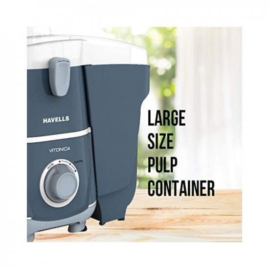 Havells Vitonica 500W Juicer Mixer Grinder with 3 Stainless Steel Jar Large Size Pulp ContainerFoldable Juicing Spout 2 Yr Product Warranty  5 Yr Motor warranty White  Blue