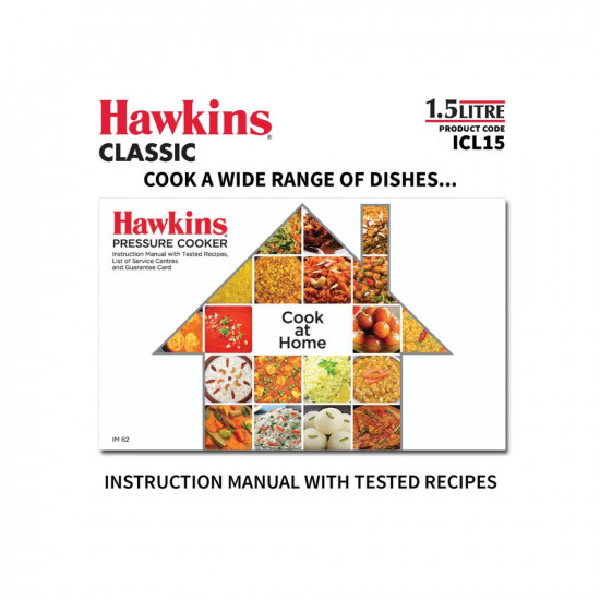 Hawkins 1.5 Litre Classic Aluminium Pressure Cooker, Induction Inner Lid Cooker, Pan Cooker, Best Cooker, Silver (ICL15)
