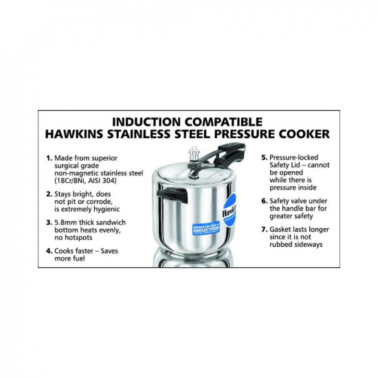 Hawkins B65 6.0 Liter Stainless Steel Pressure Cooker