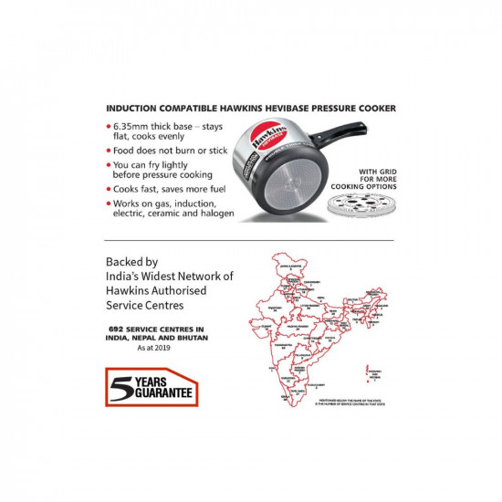Hawkins Hevibase Induction Compatible Aluminium Inner Lid Pressure Cooker 3 Litre Silver IH30