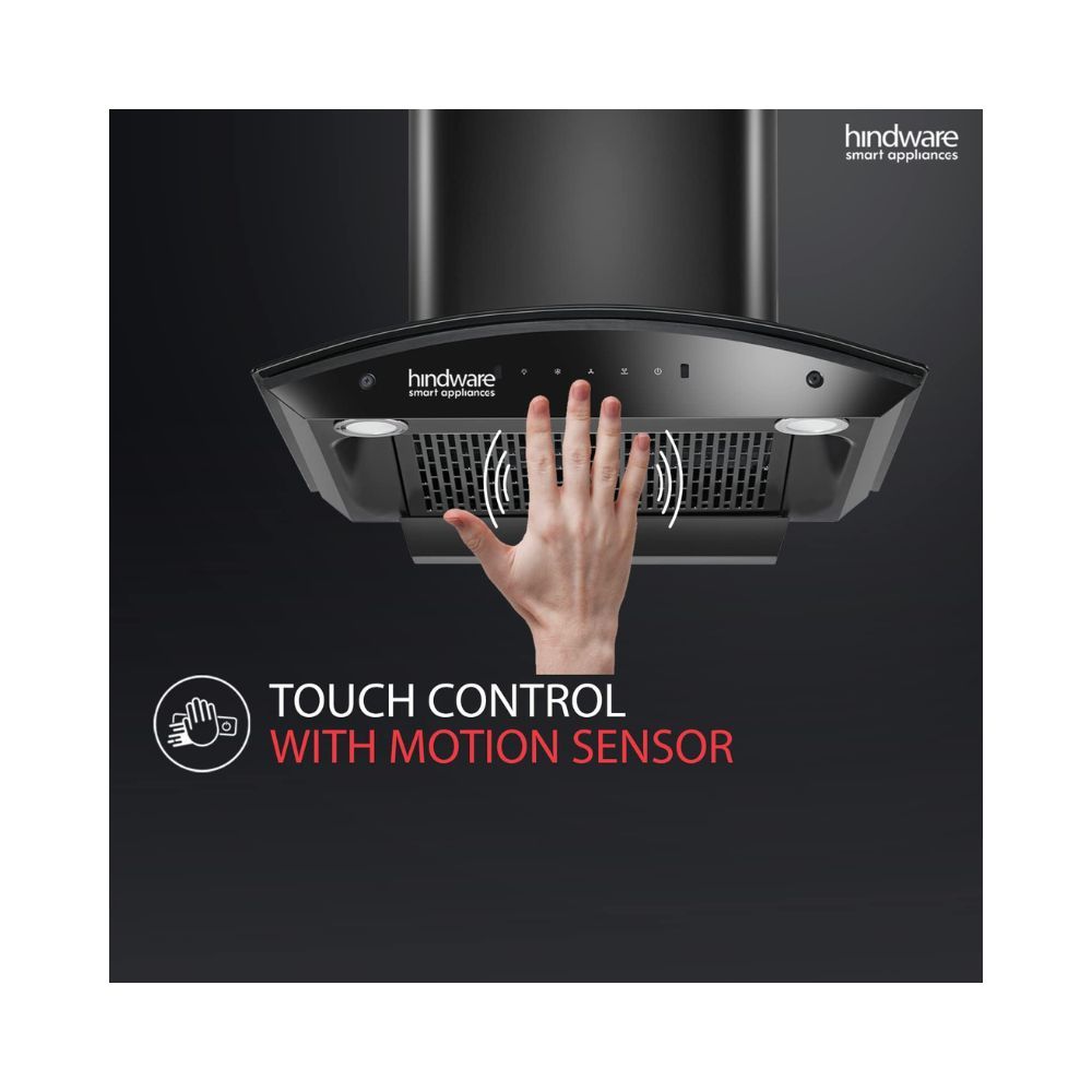 Hindware Nadia IN 60 cm 1350 mhr Stylish Filterless Auto-Clean Kitchen Chimney With Metallic Oil Collector