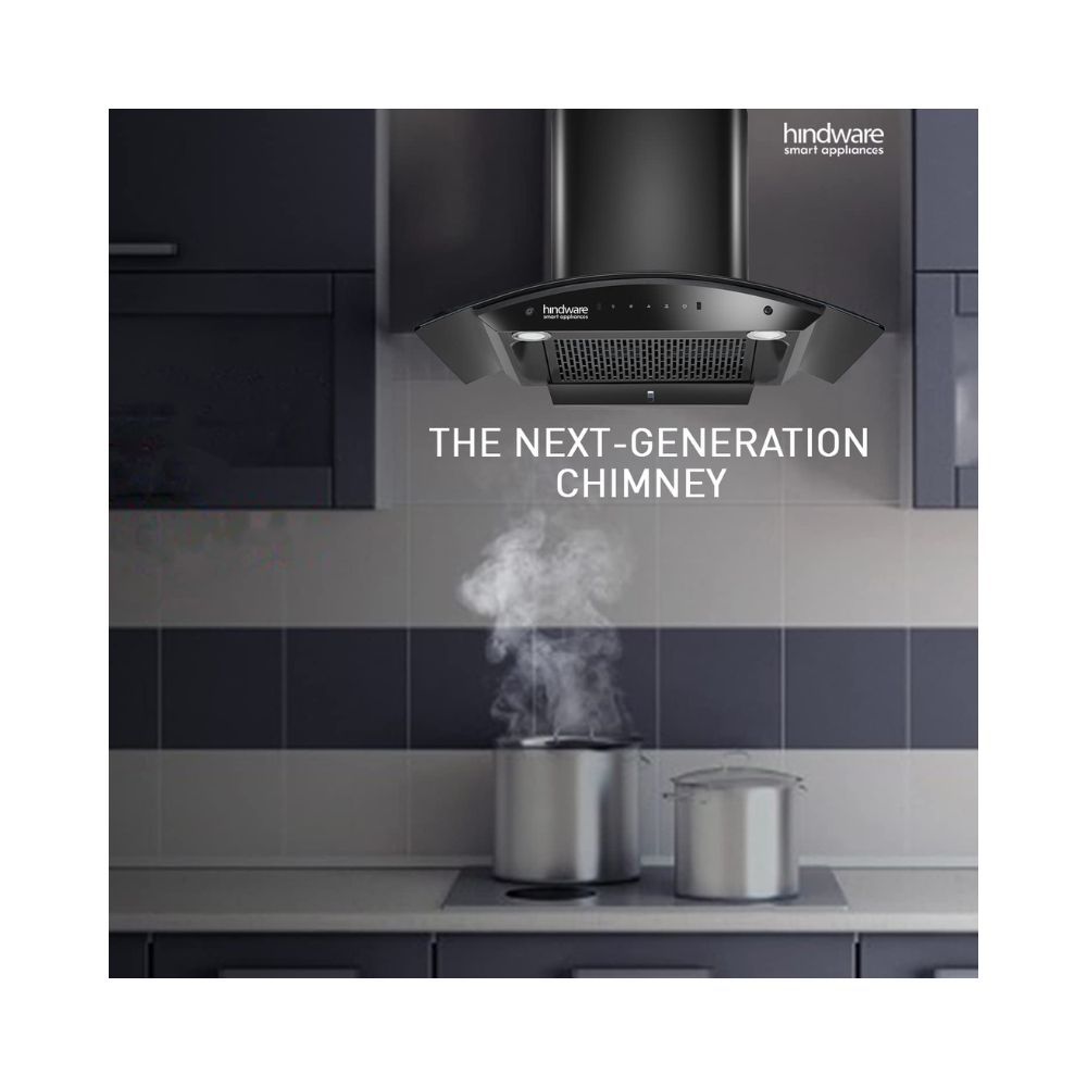 Hindware Nadia IN 90 cm 1350 mhr Stylish Filterless Auto-Clean Kitchen Chimney